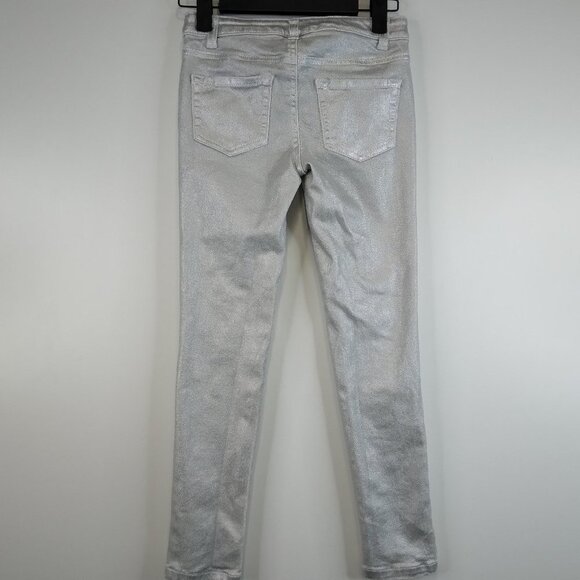 Cat & Jack Metallic Denim Skinny Silver Pants Size 8 - Picture 6 of 10